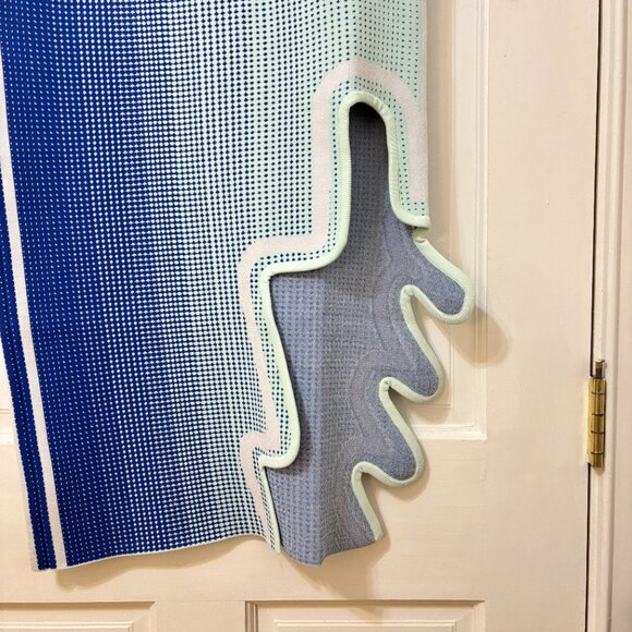 PH5 Midi Skirt Blue White Dot Graphic Print Gradient Rago Knit Wavy Hem Long S - Picture 4 of 10